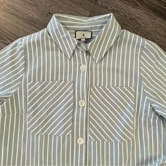 Tuckernuck Celadon Green Stripe Meryl Shirt Dress - Picture 3 of 8